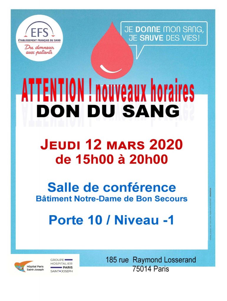 Don Du Sang De 15 A h Groupe Hospitalier Paris Saint Joseph